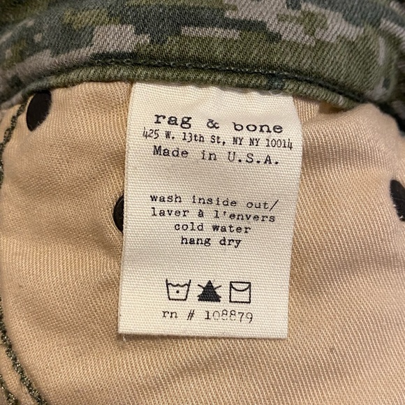 Rag & Bone Green Camo Cutoff Frayed/Fringed Raw Hem Jean Shorts Size 24 - Picture 9 of 11